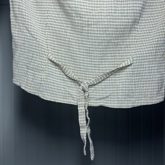 Vintage REXX Gingham Checkered Short Sleeve Blouse Collared Tie Front Top - Picture 9 of 11
